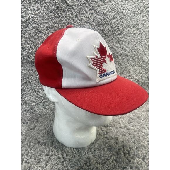 Vintage Trucker Hat Cap Snapback Red White Ted Fletcher Sports Canada Maple Leaf - Picture 2 of 10
